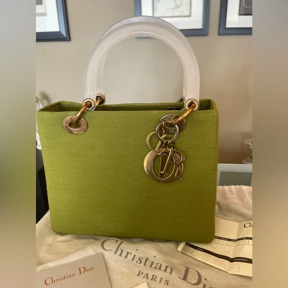 Vintage CHRISTIAN DIOR GREEN LADY DIOR BAG - Picture 10 of 11
